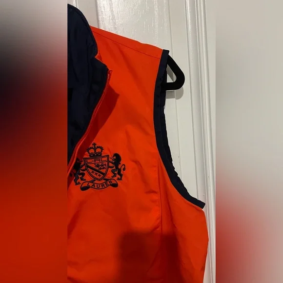 Lauren Ralph Lauren L Womens Crest Reversible Golf Vest Blue Orange Embroidered - Picture 10 of 15